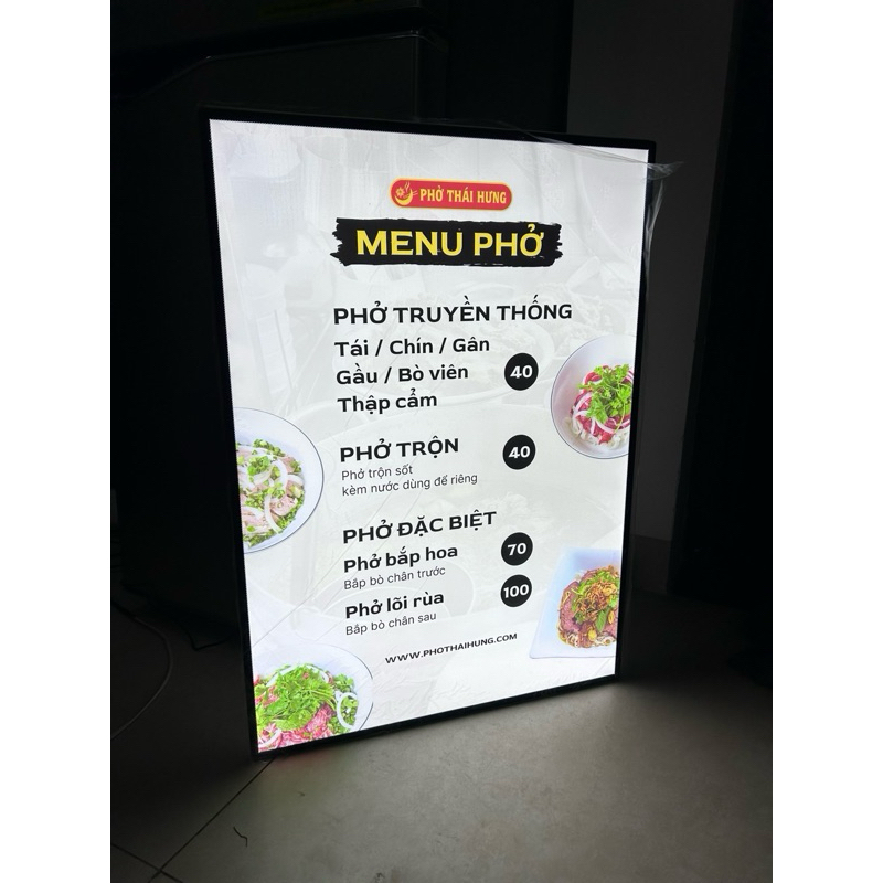 Bảng Hộp Đèn Menu Led Treo Tường 50cm x 70cm dễ thay đổi nội dung Quảng ...
