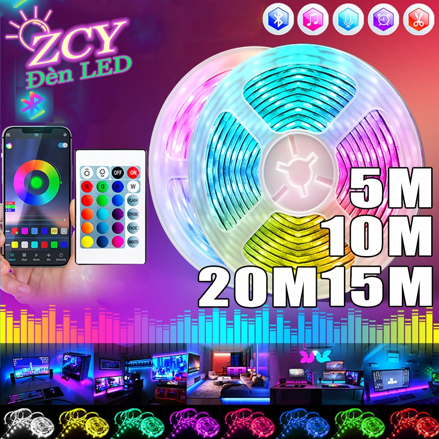Đèn dây led RGB 16 triệu màu 20M 15M 10M 5M điều khiển bằng điện thoại ...
