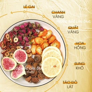 5- 10 Set trà vitamin C, trà hoa quả trắng da (Hắc kỳ tử, lê gai, hoa hồng, dâu tằm, quất vàng) - Lãn Ông