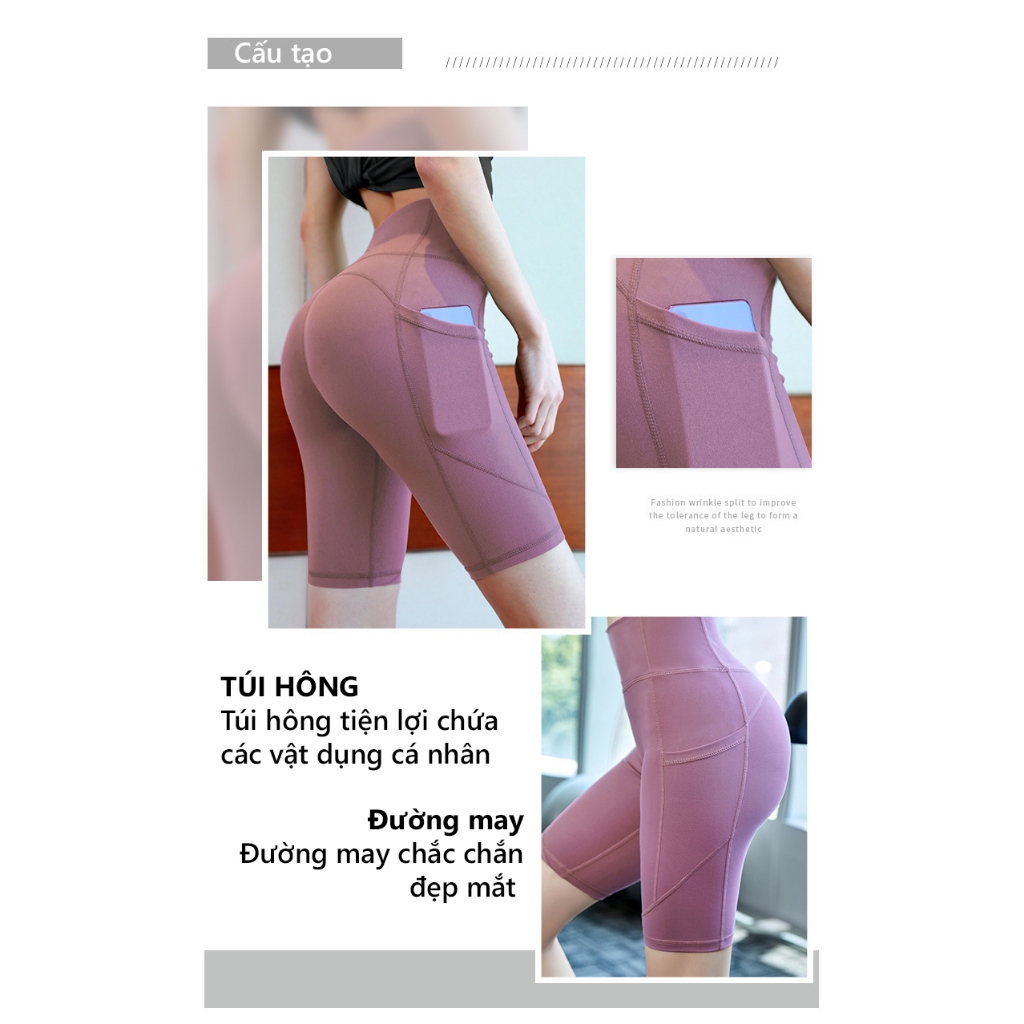 Ảnh Quần Legging Nữ Lửng Bảo Hành 12 Tháng Quần Yoga Nữ Chất Vải Dệt Thoáng Mát Co Giãn 4 Chiều Cleacco QLNL Boro Sport 4