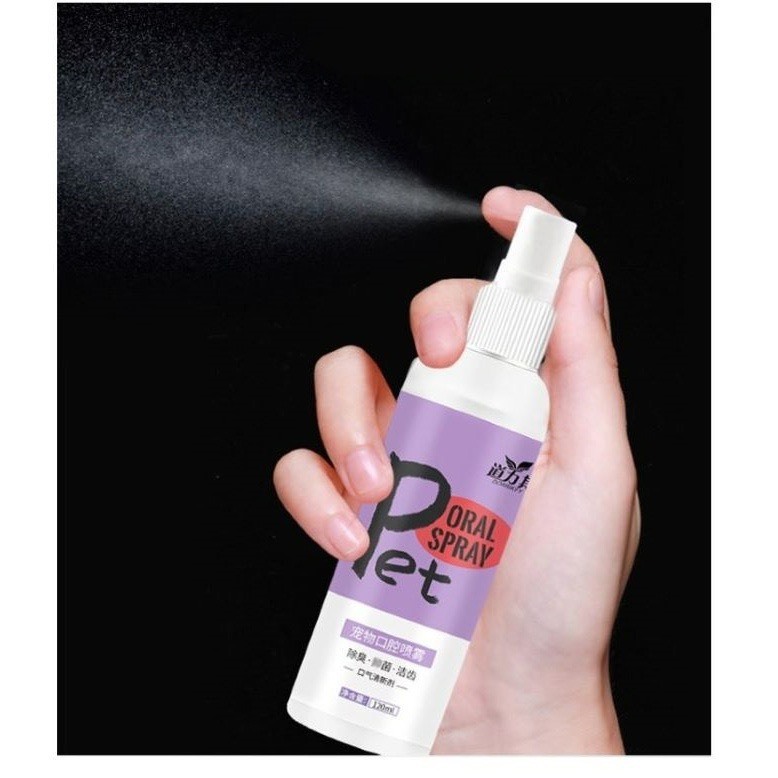 Xịt thơm miệng cho chó mèo chai 120ml, Chai xịt khử hôi miệng giải tỏa căng thẳng cho thú cưng