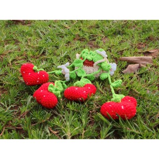CHẬU DÂU TRÁI TIM BẰNG LEN TREO XE - DECOL- TRANG TRÍ - QUÀ TẶNG - VALENTINE- WEDDING