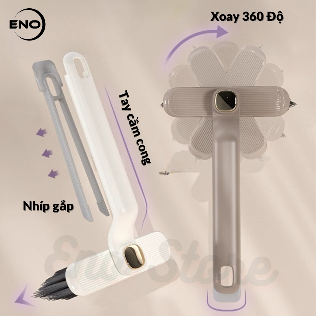 Bàn Chải Vệ Sinh Khe Hở Đa Năng,  Cây Chà Sàn Nhà Tắm Đa Năng Kèm Nhíp Gắp Vệ Sinh Cống Chổi Cọ Nhà Vệ Sinh Xoay 360 Độ