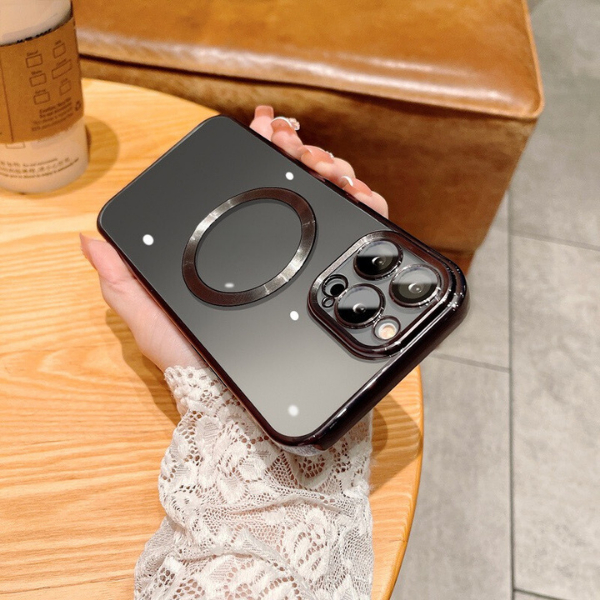 Ảnh Ốp Điện Thoại từ tính Silicon Trong Suốt KOLEAD P41 Có viền và Vòng Kim Loại Sang Trọng 14 15 Pro Max plus 2