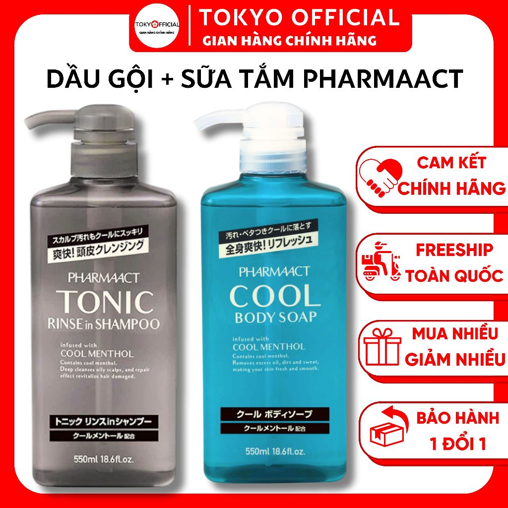 Dầu Gội Pharmaact Tonic, Sữa Tắm Pharmaact Cool Mẫu Mới 550ml Nội Địa ...