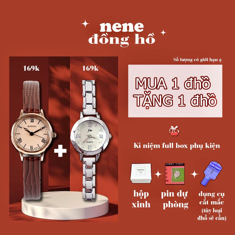[combo 1 tặng 1] Đồng hồ nữ Barsh tặng đồng hồ JW dây hợp kim màu bạc - 1