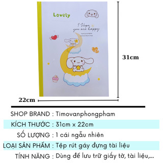 Kẹp Tài Liệu Rút Gáy Tệp Đựng Bài Kiểm Tra Túi Trong Suốt A4 Đồ Dùng Học Tập Cute Kuromi Cinnamoroll Timo VPK71-M3