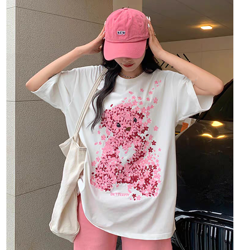 [Vải 250GSM] Áo Thun Bloom Bear Gấu Hoa Mùa Hè Siêu Dễ Thương Vải Cotton Cao Cấp Thoáng Mát Mềm Mịn Unim Store - APBB