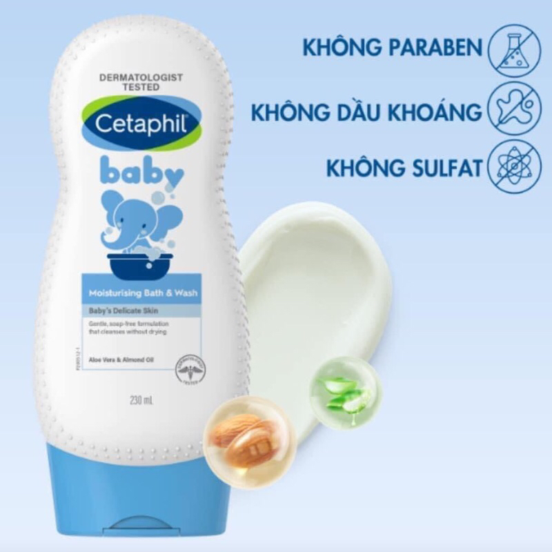 Sữa Tắm Gội Cho Bé Cetaphil - Sữa Tắm TiBong Store Kiêm Dầu Gội Baby Gentle Wash & Shampoo Dịu Lành Cho Bé 400ml