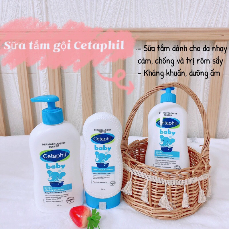 Sữa Tắm Gội Cho Bé Cetaphil - Sữa Tắm TiBong Store Kiêm Dầu Gội Baby Gentle Wash & Shampoo Dịu Lành Cho Bé 400ml
