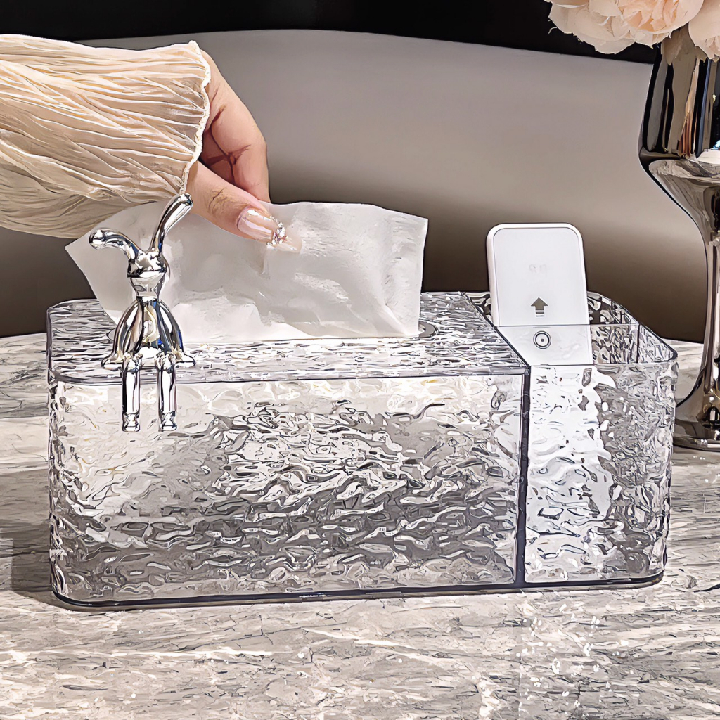 Hộp Đựng Giấy Ăn Trong Suốt Để Bàn Acrylic Hoạt Tiết Sang Trọng Mẫu Mới