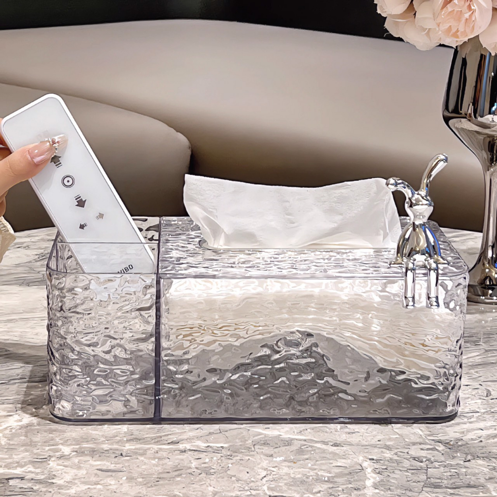 Hộp Đựng Giấy Ăn Trong Suốt Để Bàn Acrylic Hoạt Tiết Sang Trọng Mẫu Mới