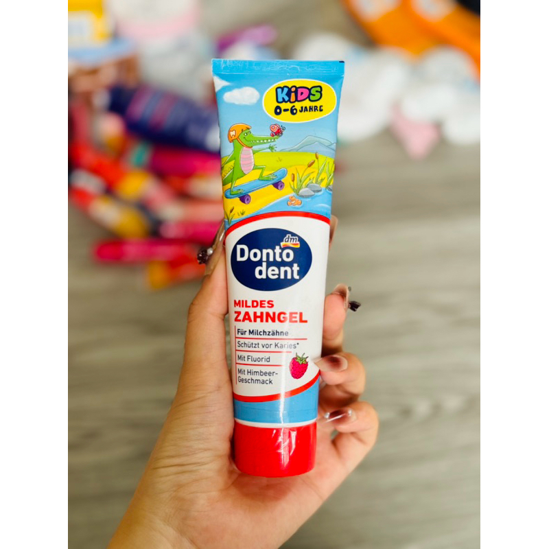 {NỘI ĐỊA ÐỨC 🇩🇪}KEM ĐÁNH RĂNG DONTODENT HƯƠNG DÂU CHO TRẺ 0-6 TUỔI