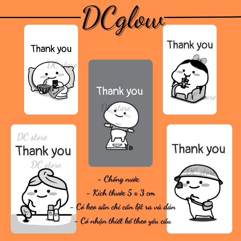 Tem nhãn dán 30x50cm DỄ THƯƠNG, sticker niêm phong có keo dán túi giấy ...