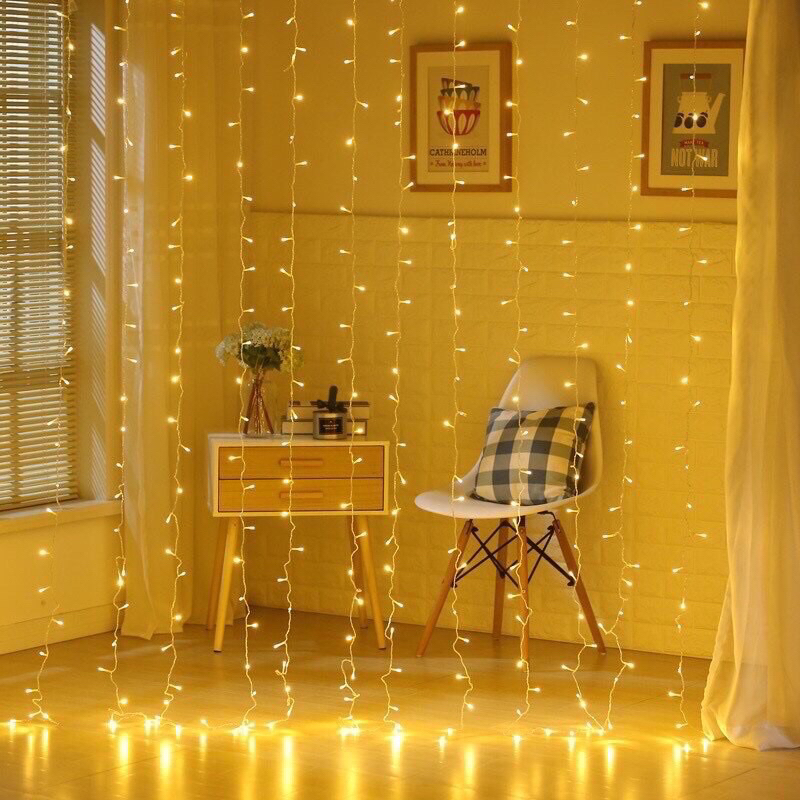 Đèn led mành treo 3mx2m 1 màu vàng nắng | Shopee Việt Nam