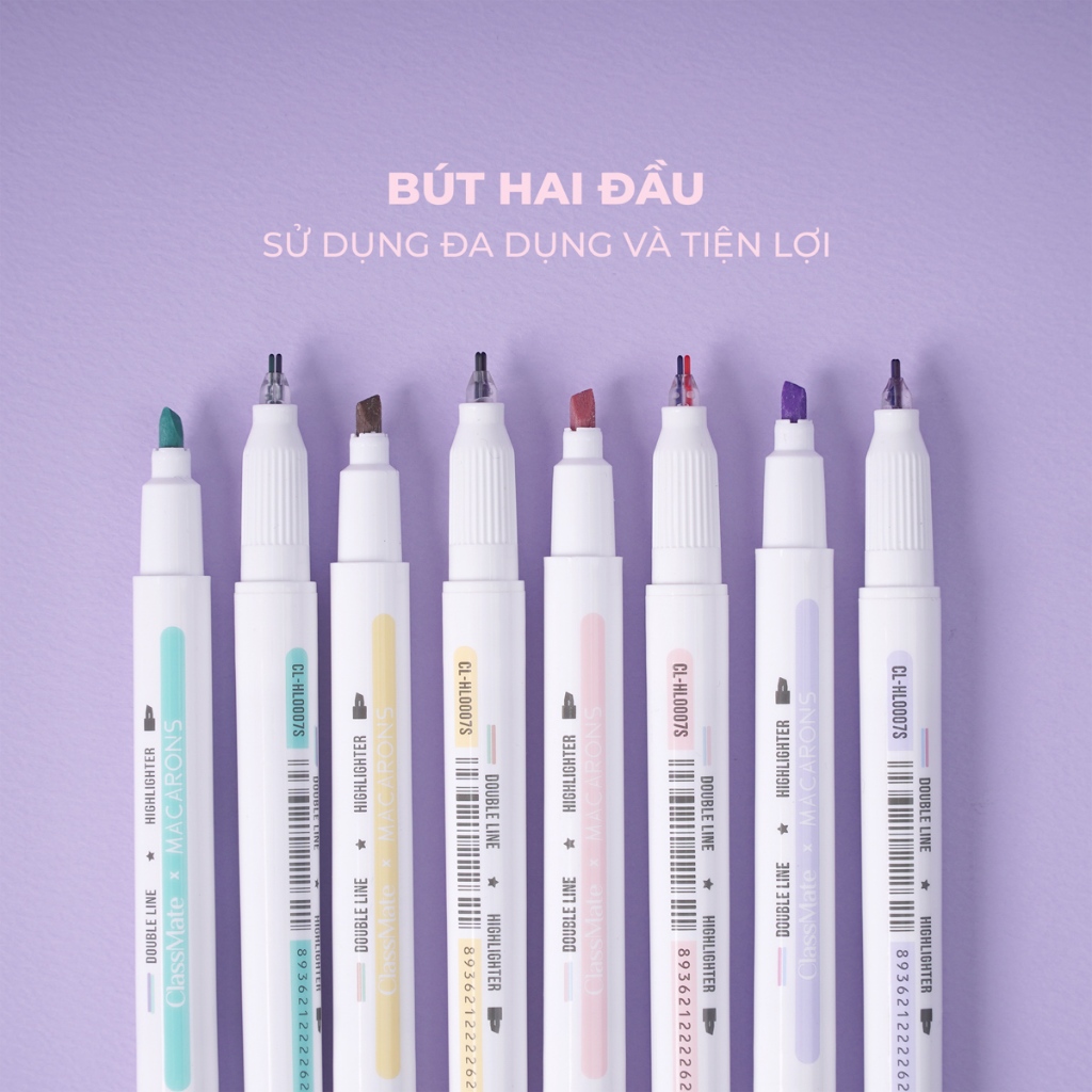 Combo 3 Bút Highlight Đa năng 5in1 Macarons, Bút Dạ Quang Ngòi Mềm Tạo Hiệu Ứng Ombre, Viết Calligrphy Trang Trí Sổ Vở