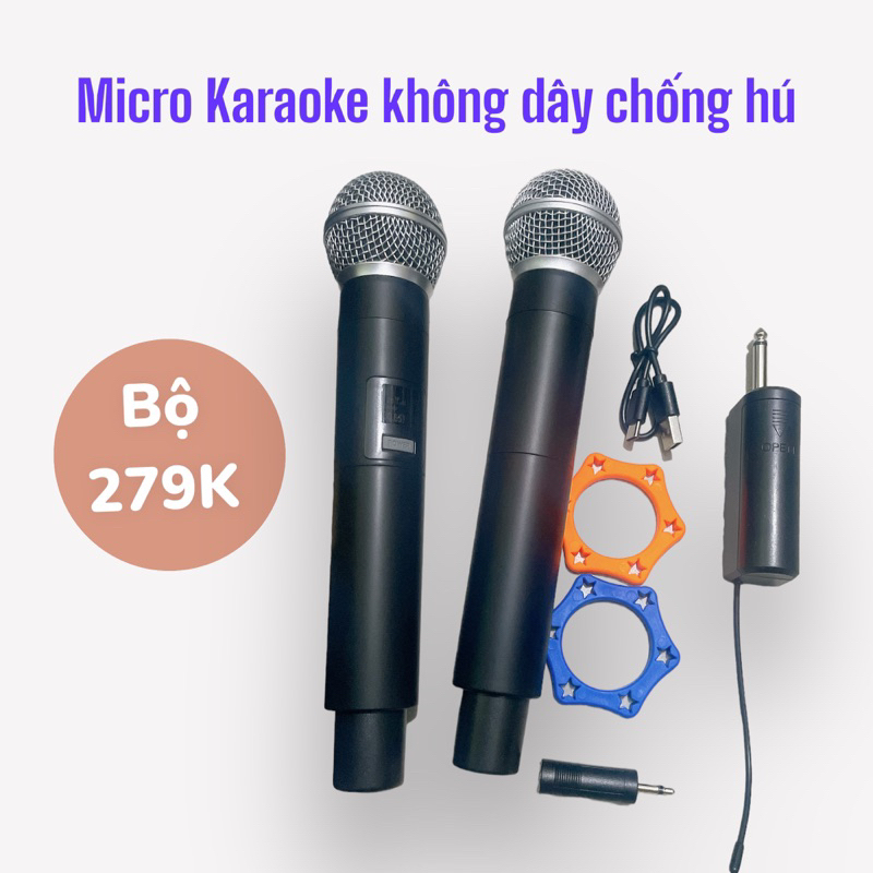Bộ 2 Micro không dây hát karaoke cực hay chống hú | Shopee Việt Nam
