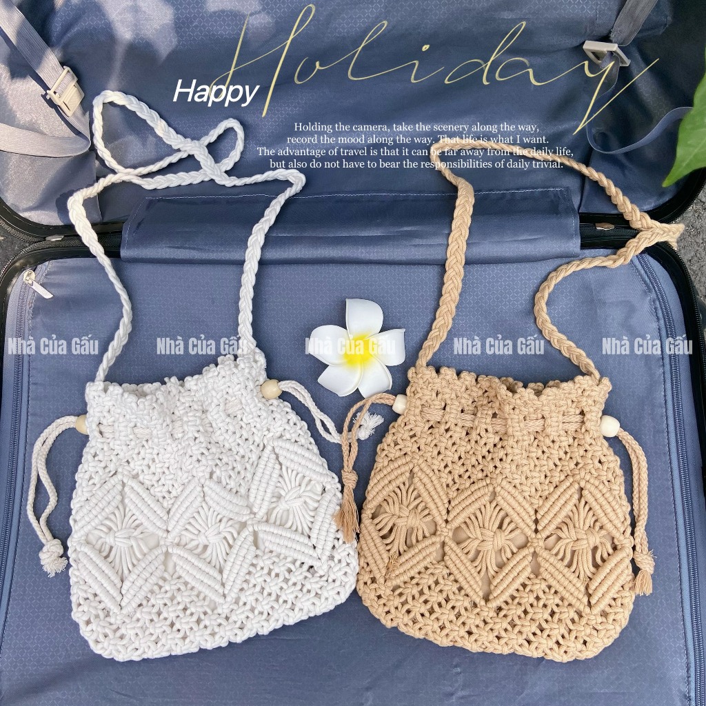 Túi len sợi dệt đeo chéo dây rút cực xinh | Shopee Việt Nam