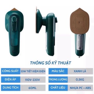 Bàn ủi hơi nước du lịch, bàn là hơi nước cầm tay mini công suất 33w dung tích bình nước 60ml nhỏ gọn, bảo hành 12 tháng