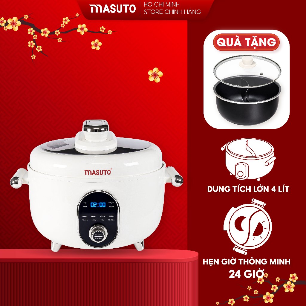 Nồi áp suất điện đa năng Masuto 2 lòng nồi 10 chức năng an toàn dung ...