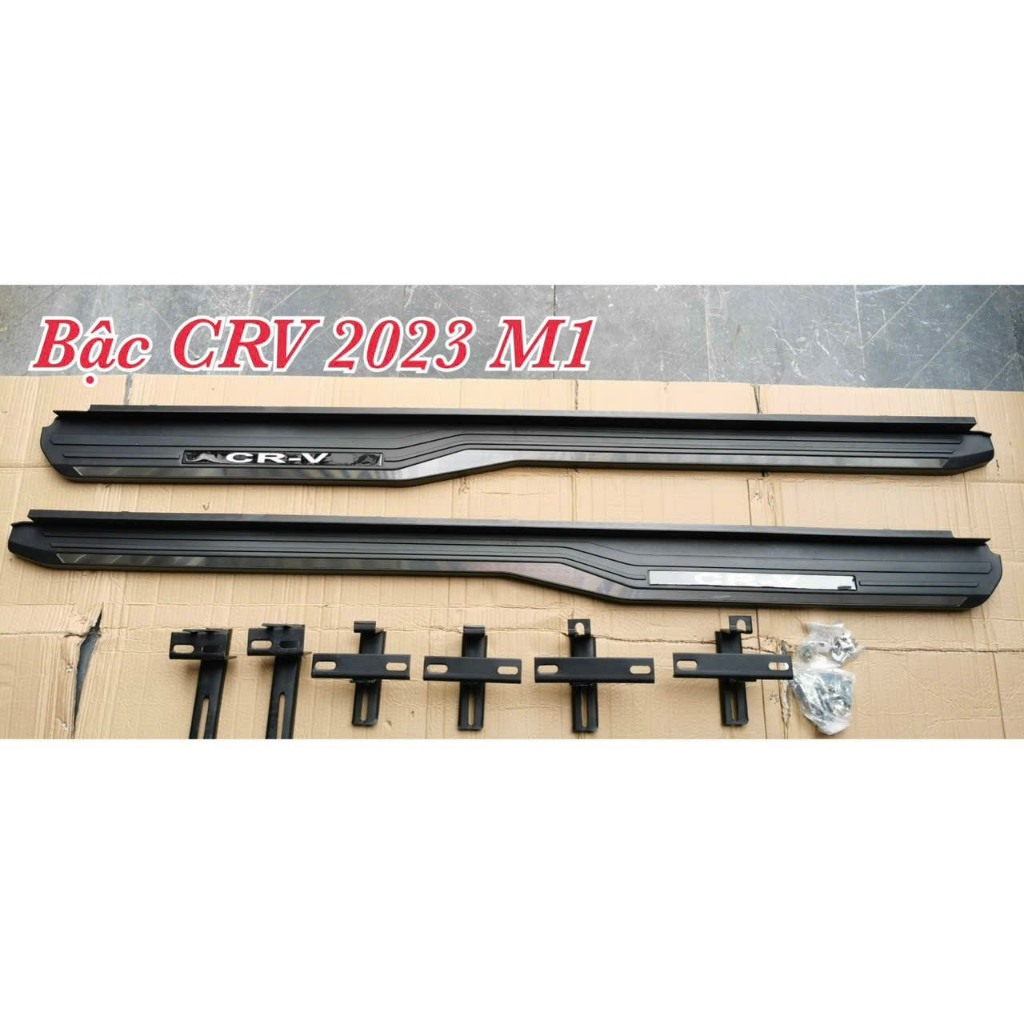 Bậc lên xuống xe Honda Crv 2022-2024, Mẫu vát đen đúc viền crom. Chuẩn Hãng,bền bỉ chắc chắn nặng 18kg