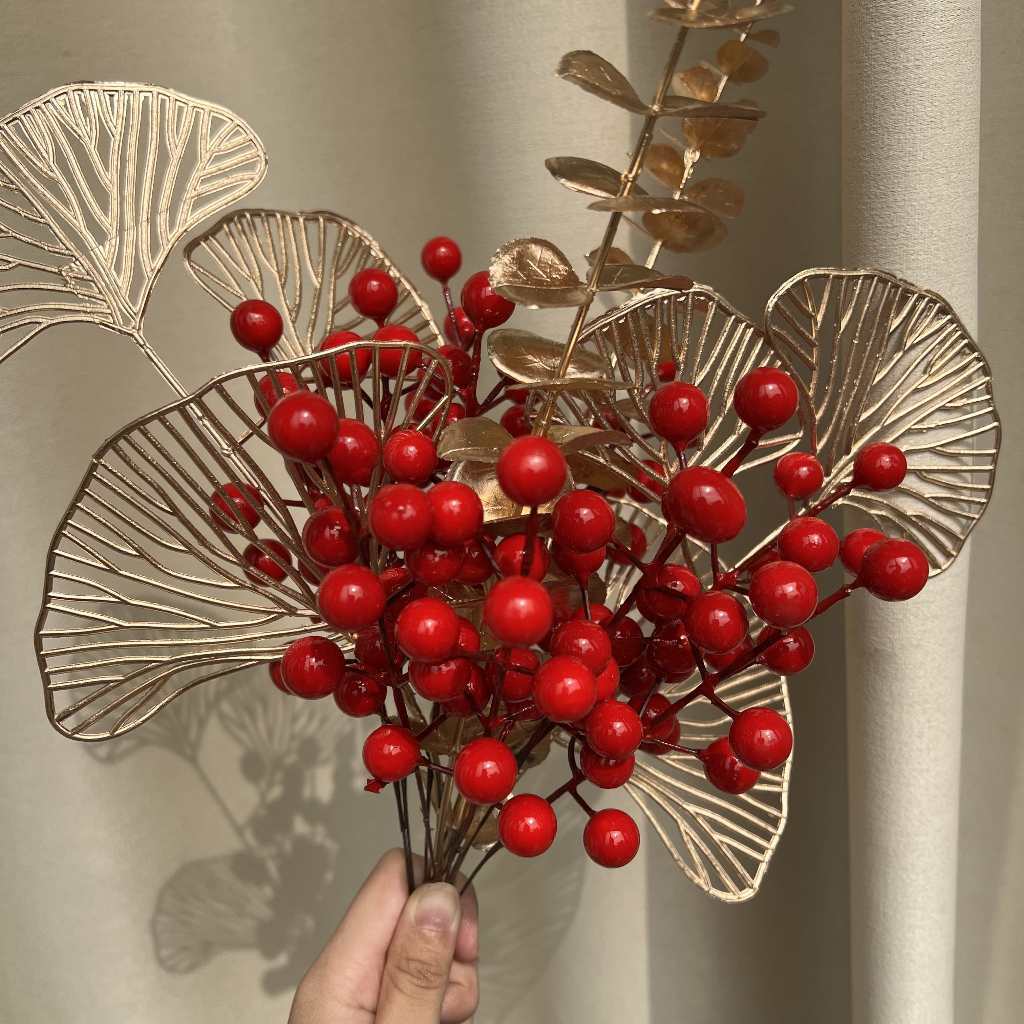 3 NHÁNH ĐÀO ĐÔNG NHỎ có đến 12 quả, dài hơn 17 cm, hàng bao bóng loáng, cao cấp (trang trí tết) còn gọi là đào nhánh