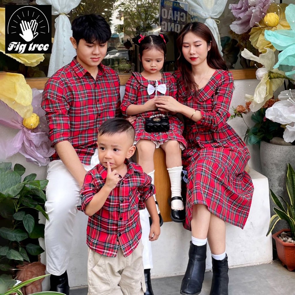 Áo Gia Đình FIG TREE Caro Đỏ Noel Mới Nhất MS 166-New