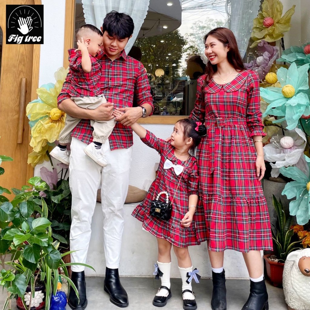 Áo Gia Đình FIG TREE Caro Đỏ Noel Mới Nhất MS 166-New