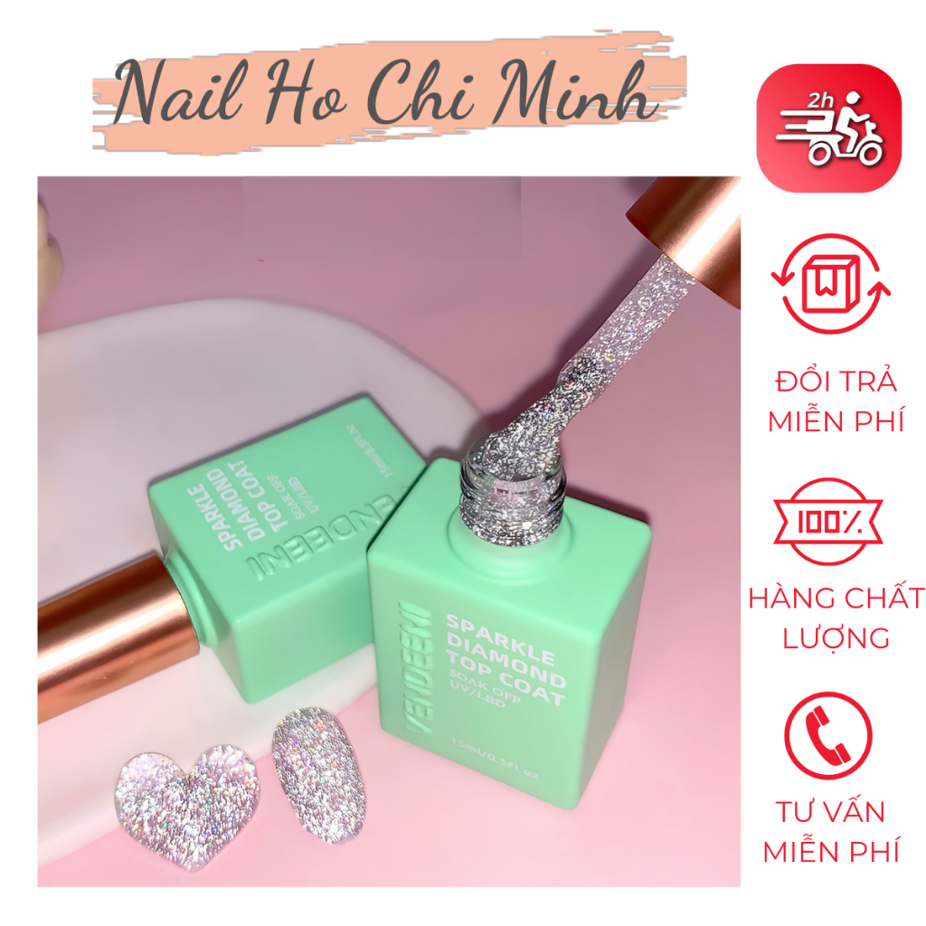 [Sản phẩm mới] Sơn Gel Top Nhũ Kim Cương Vendeeni Chai 15ml