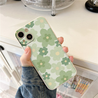 Ốp lưng iphone BVC viền vuông hoa xanh vintage Cho Iphone 15 13 14 12 11 Pro  MAX X XR  XS MAX 7 8P 6S e1707