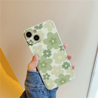 Ốp lưng iphone BVC viền vuông hoa xanh vintage Cho Iphone 15 13 14 12 11 Pro  MAX X XR  XS MAX 7 8P 6S e1707