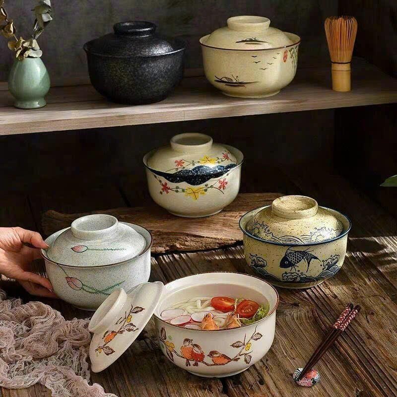 Bát tô, tô sứ có nắp, bát tô ăn mì dễ thương decor