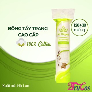 Bông tẩy trang NS Organic Premium & Soft on Skin Cotton Pads (Hà Lan, tròn 150M, vuông 180M) 2Trucos