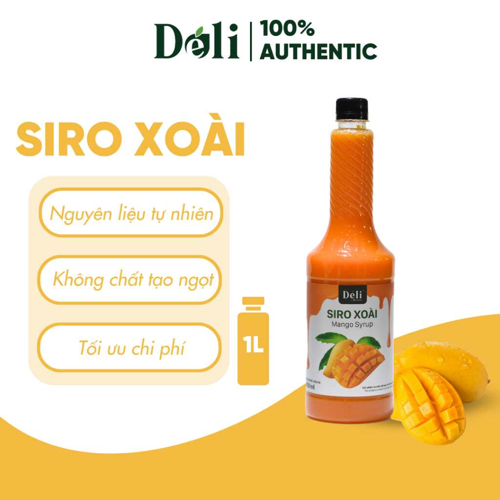 Siro xoài Déli - 1 lít - đậm đặc, thơm ngon chuyên dùng pha chế trà ...