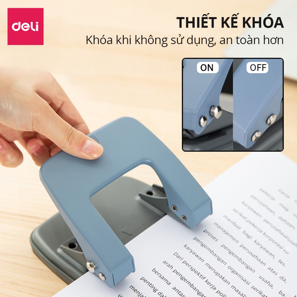 Máy Đục Lỗ Deli Bấm Lỗ Giấy Làm Sổ Còng 20 Tờ Sổ Planner Bullet Nhiều Màu Sắc Tiện Lợi Cho Học Sinh Văn Phòng