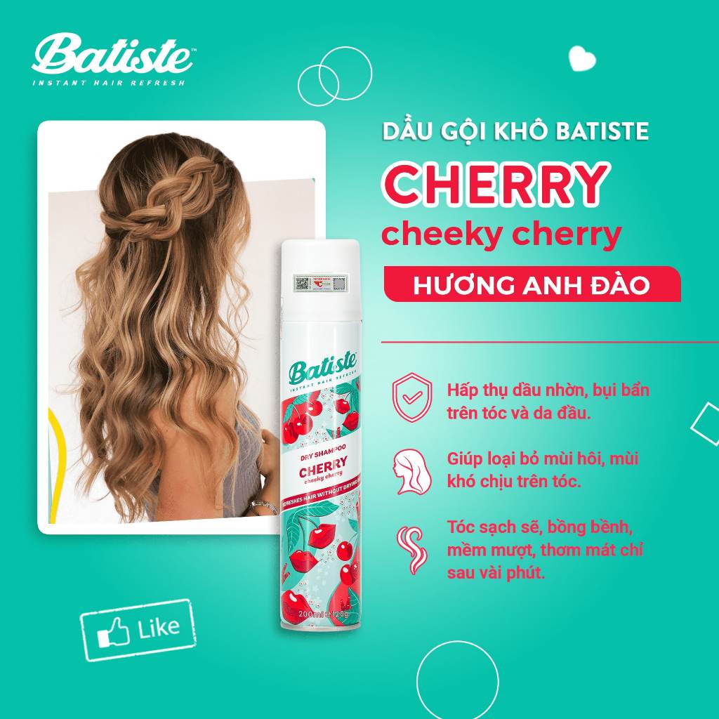 Ảnh Combo 2 Chai Dầu Gội Khô Batiste Cherry Hương Hoa Anh Đào Cho Tóc Hết Bết Dính Siêu Tiết Kiệm 200ml 3