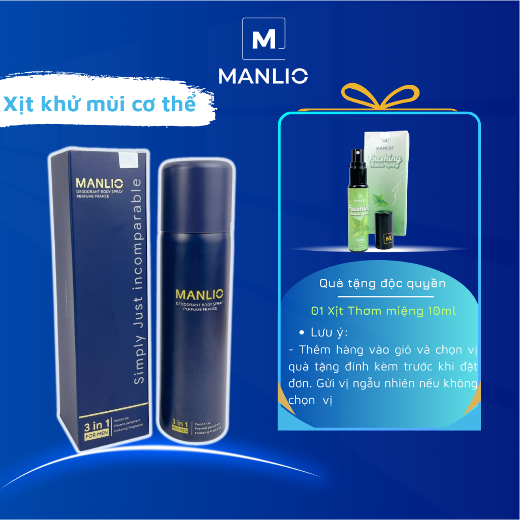 Xịt khử mùi hương nước hoa thơm mát Manlio 105ml | Shopee Việt Nam