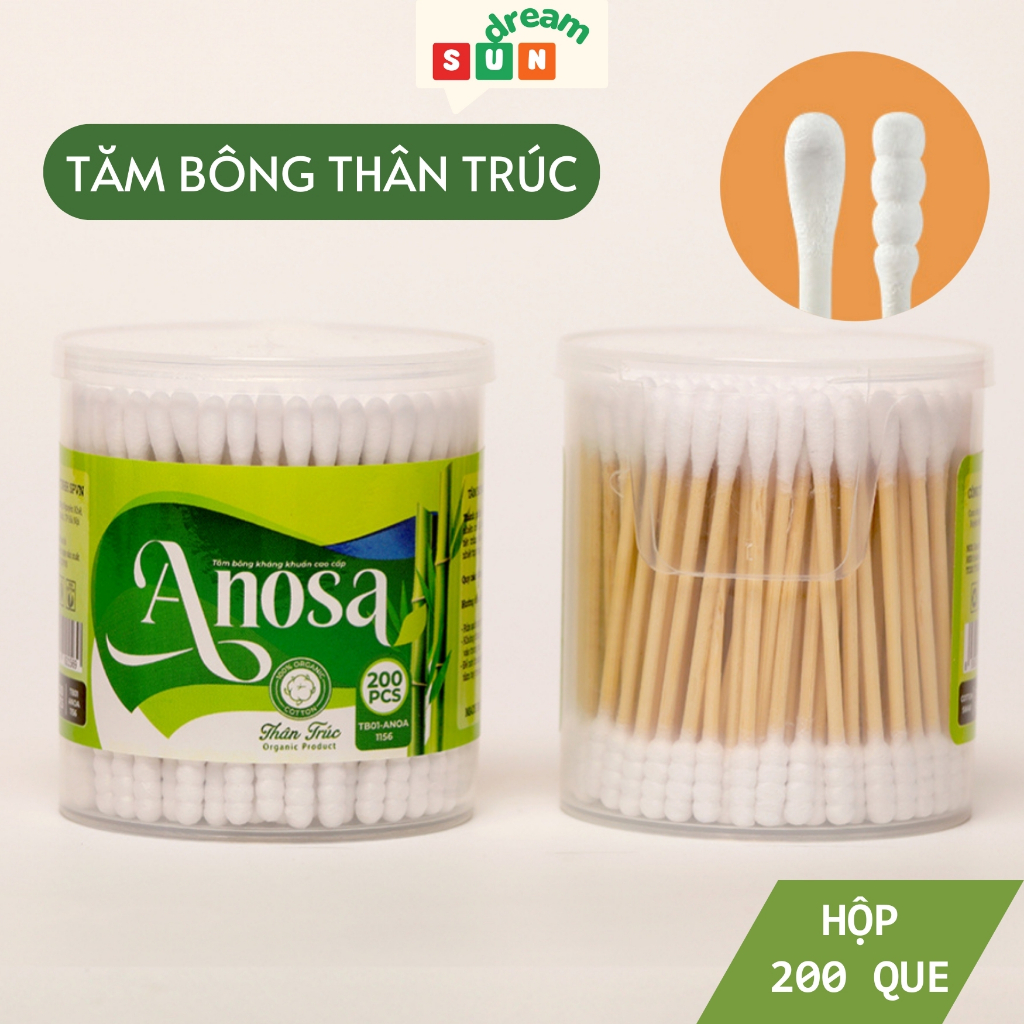 Tăm Bông Ngoáy Tai Đầu To Thân Gỗ Trúc Tự Nhiên, Bông Ráy Tai Anosa Hộp ...