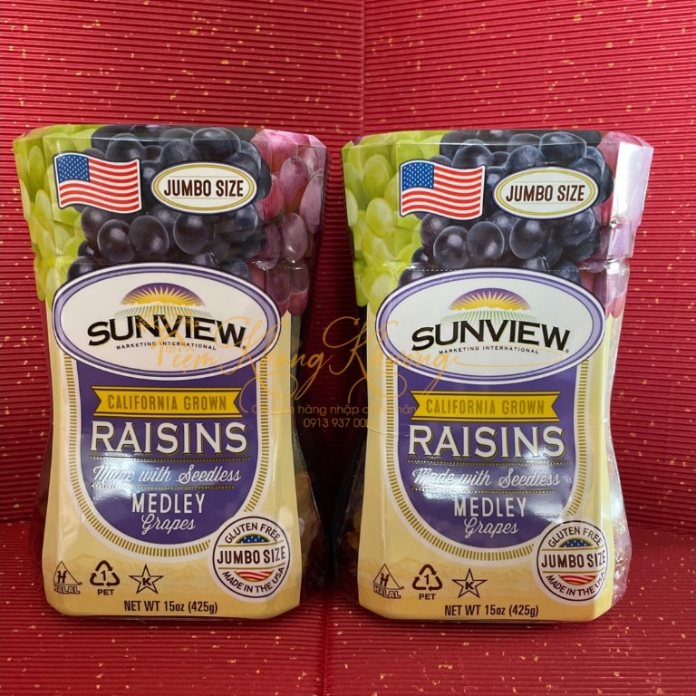 NHO KHÔ RAISIN JUMBO SIZE SUNVIEW MỸ - HỘP 425G | Shopee Việt Nam