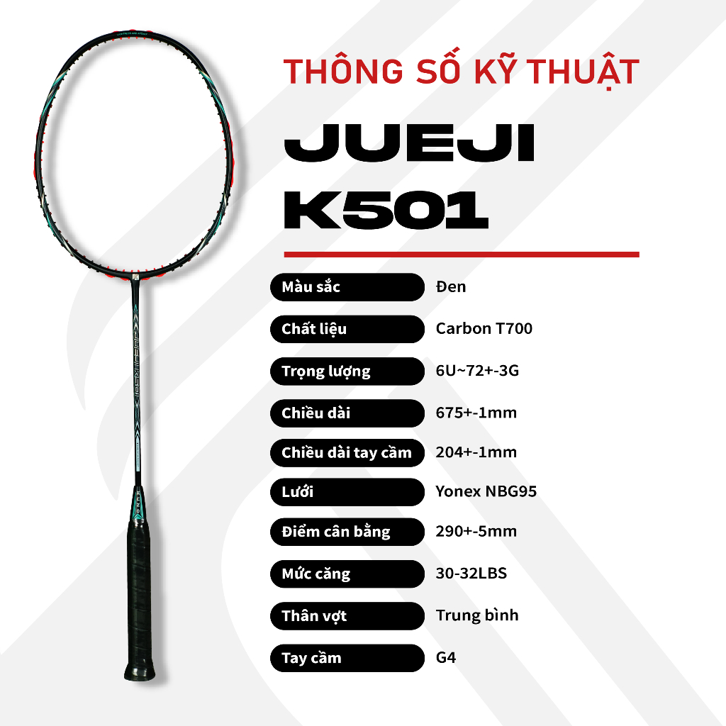 Ảnh Vợt cầu lông 6U KUNO JueJi K501 full carbon cao cấp, vợt cầu lông công thủ toàn diện, siêu nhẹ trợ lực tốt, dễ chơi 2