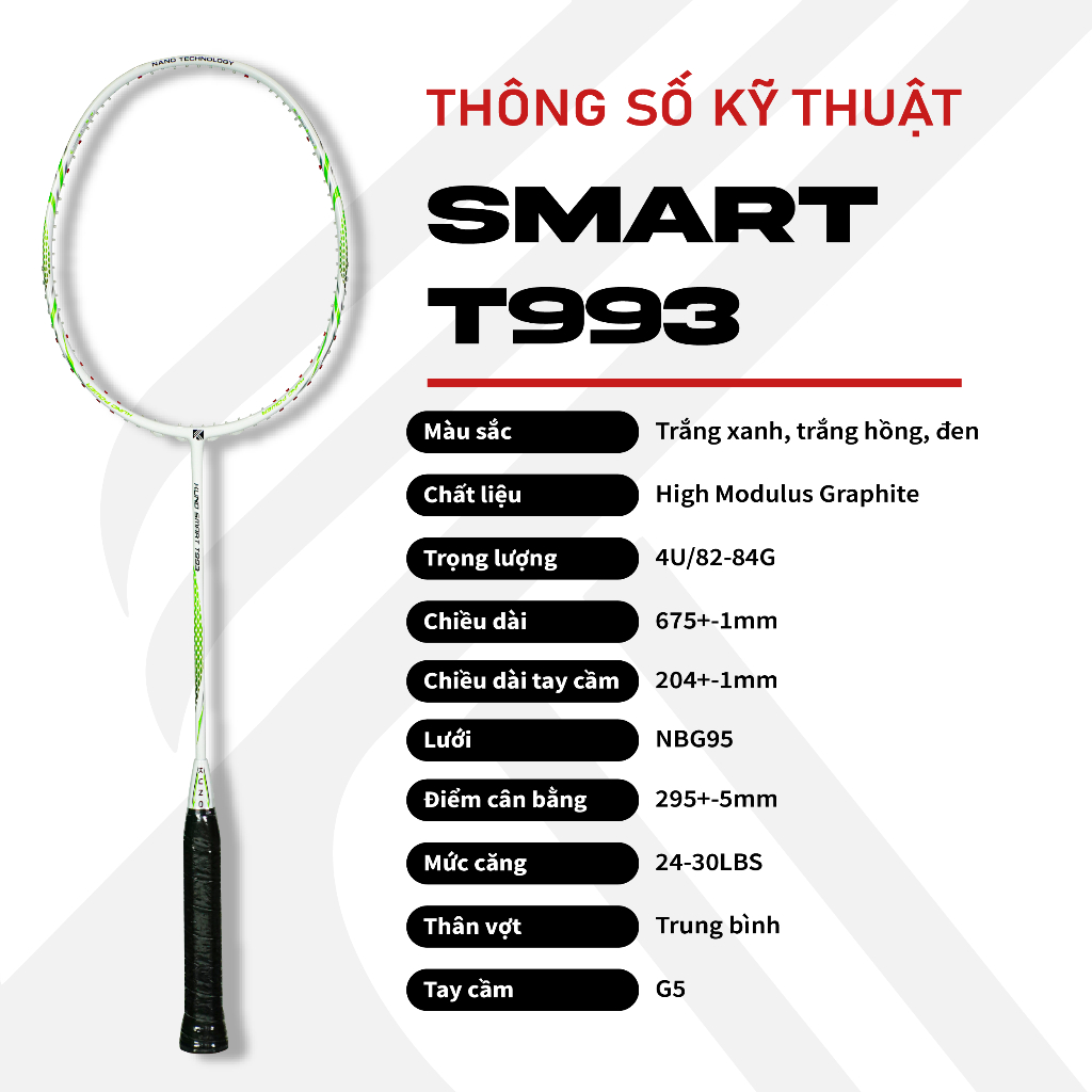 Ảnh Vợt cầu lông KUNO Smart T993 full carbon thiên công, trọng lượng 4u, công nghệ chống rung chống xoắn - Căng Sẵn 11kg 2
