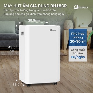 Máy hút ẩm gia đình FUJIHAIA DH18CR sử dụng máy nén công suất hút 18 lít/ ngày - Có bộ phận sấy giày