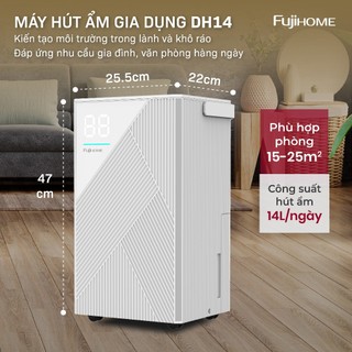 Máy hút ẩm dùng máy nén nhập khẩu FUJIHOME DH14 Công suất hút 14 lít/ ngày - Bảo hành 24 tháng