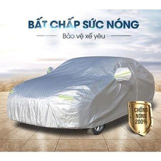 Bạt Phủ Xe Ô Tô Vải Dù OXFORD Cao Cấp 3 lớp dày nặng 3kg tráng bạc phản nhiệt có khóa kéo mở cửa