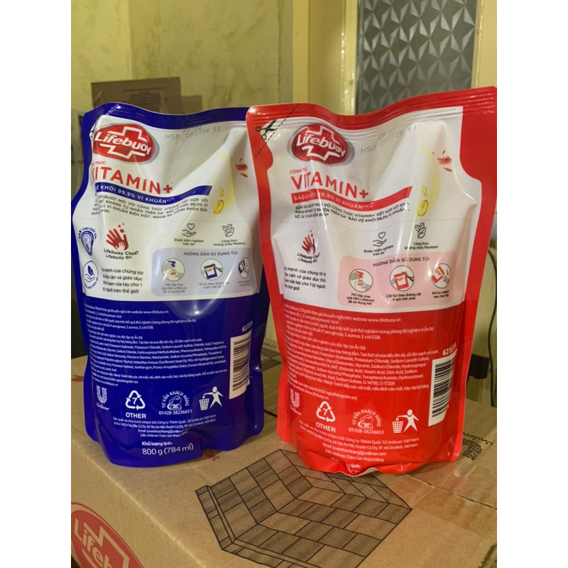 Sữa Tắm Lifebuoy dưỡng ẩm và bảo vệ túi 800g (784ml)