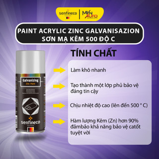 Sơn mạ kẽm 500 Độ C - Senfineco - 4502 Paint Acrylic Zinc Galvanisazion  - Hàng chính hãng - 450ml