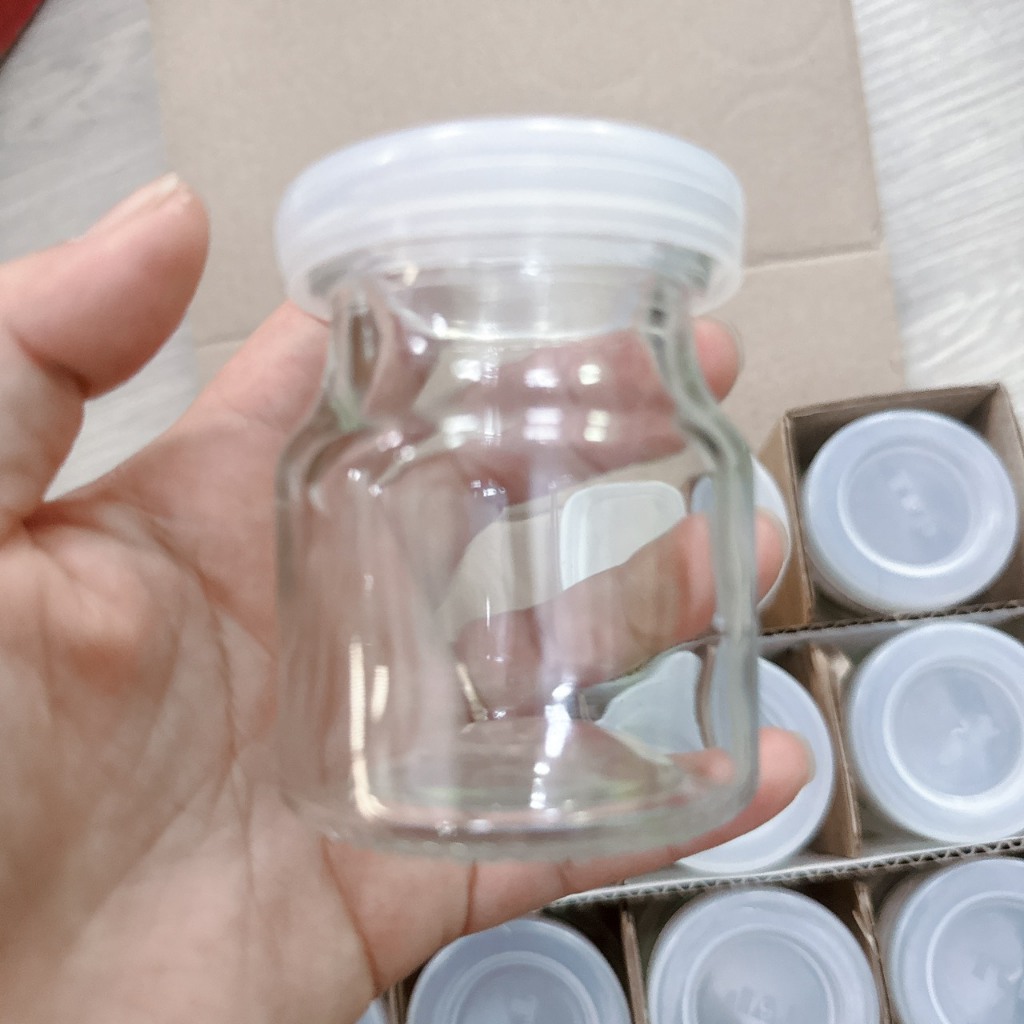 Combo 12 hủ thuỷ tinh 100ml kèm nắp nhựa đựng làm yaourt- Hủ thuỷ tinh làm sữa chua kèm nắp tiện lợi