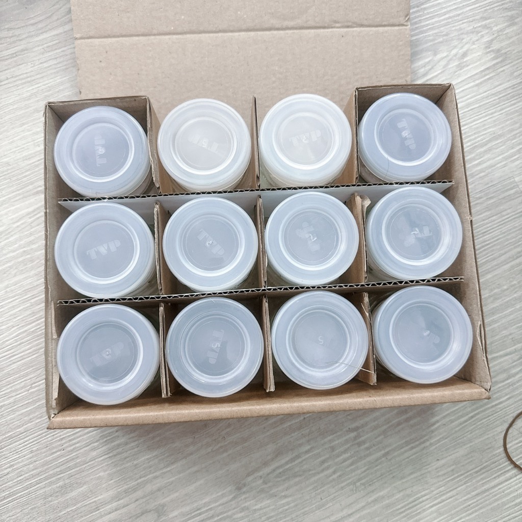 Combo 12 hủ thuỷ tinh 100ml kèm nắp nhựa đựng làm yaourt- Hủ thuỷ tinh làm sữa chua kèm nắp tiện lợi