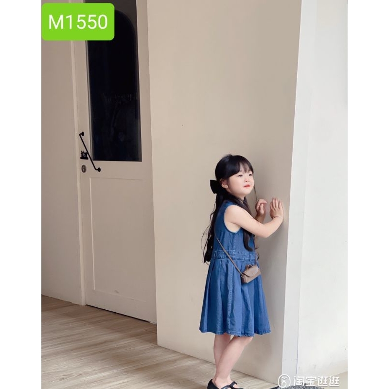 Váy Đầm Jean Mềm Cao Cấp Sofia Candy Sát Nách Xếp Ly Đi Tiệc Đi Chơi Du Lịch Đi Học Cho Bé Gái