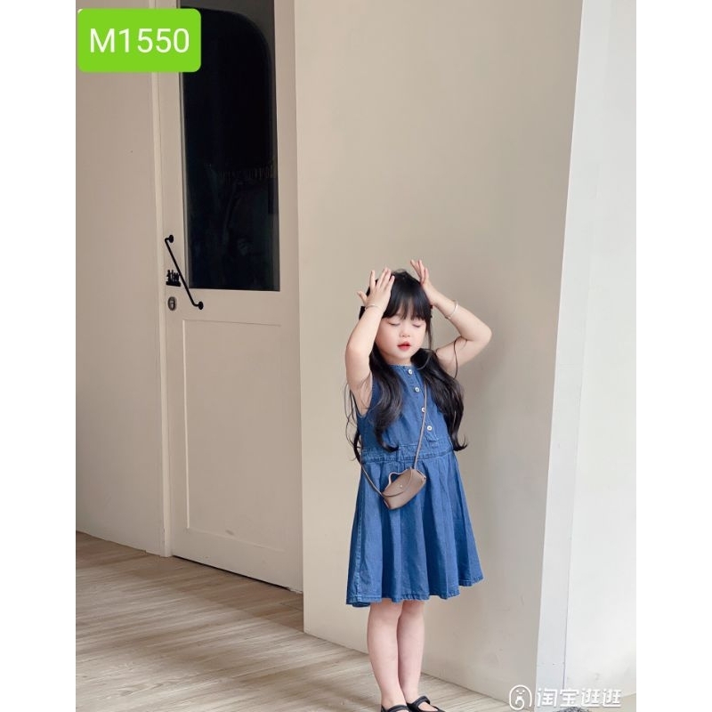 Váy Đầm Jean Mềm Cao Cấp Sofia Candy Sát Nách Xếp Ly Đi Tiệc Đi Chơi Du Lịch Đi Học Cho Bé Gái